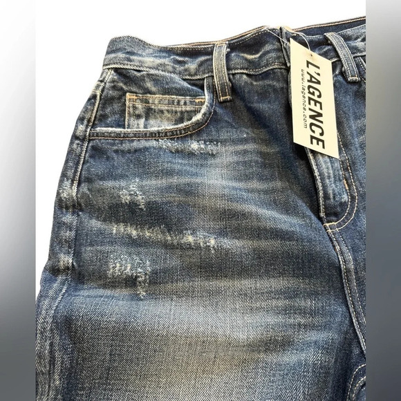 L’Agence Ezra Distressed Straight Leg Newberry Wash Jeans - Picture 7 of 8